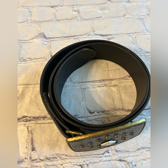 Vintage Accessories Vintage Bb37 Alumaline 418 Changeable Buckle Black Leather Belt Size Ml